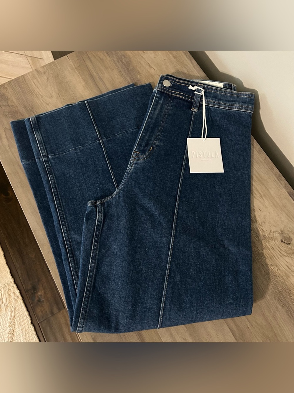 Pistola Penny Ankle Wide Leg Jeans 29 Dark Wash Cropped Denim NWT - Picture 2 of 7